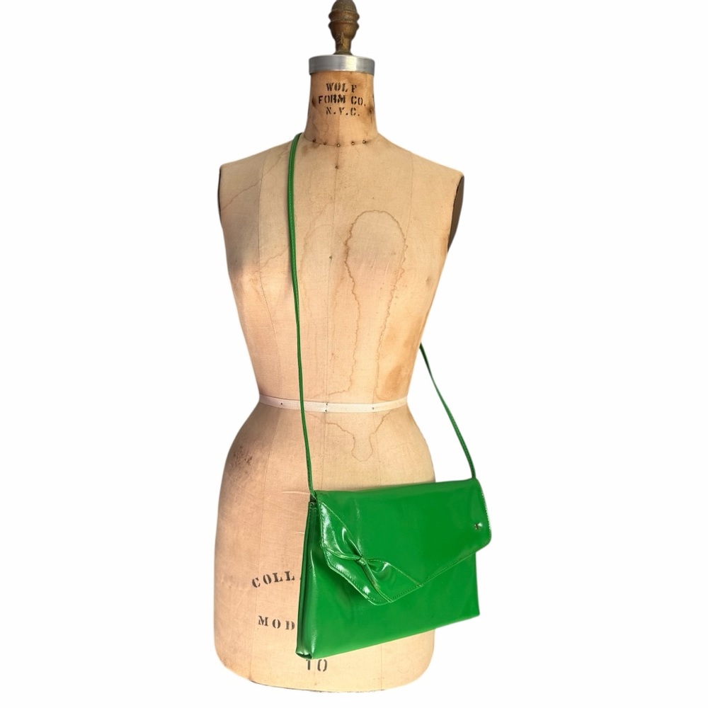 NAS BAG Vintage 1980s Green Bow Detail Shoulder Bag